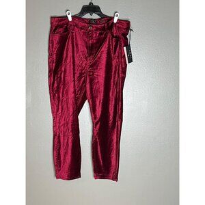 Jen7 By 7 For All Mankind Ankle Skinny Velvet Pants Size 18 Burgundy MSRP $109